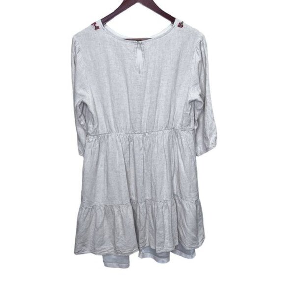 Roolee Linen Floral Embroidered Dress Size Medium Floral Boho Prairie Feminine - Picture 8 of 14